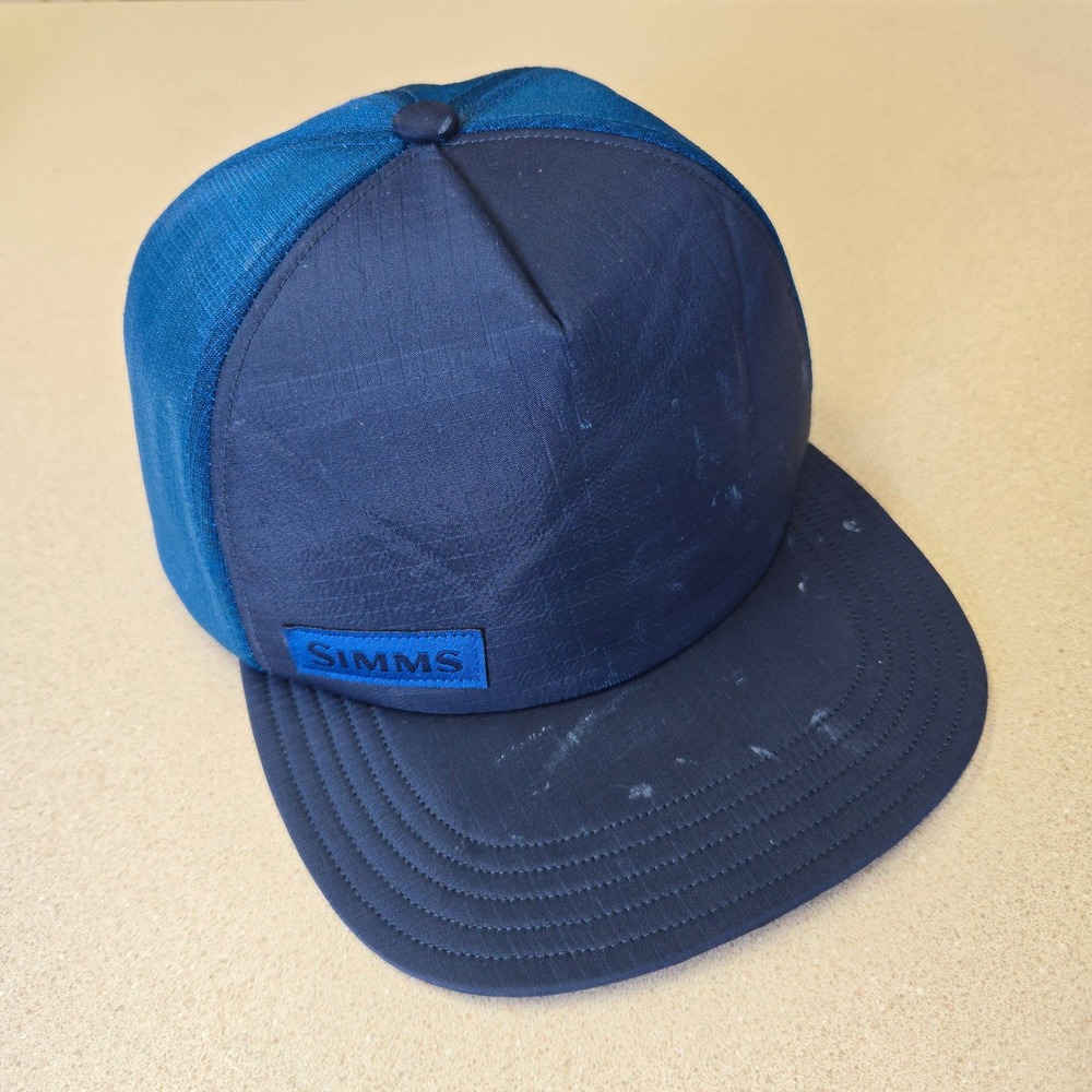 Simms Ultralight Fishing Trucker Hat Mesh Outdoor Hiking Cap OSFA Blue Snapback